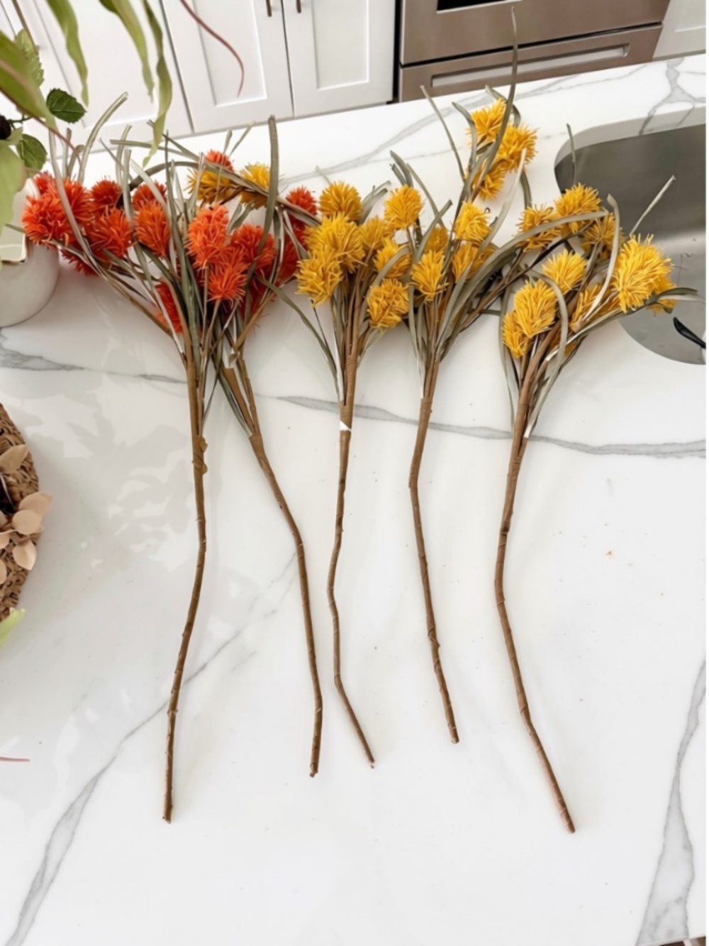 Set of 5 Artificial Thistle Flower Stems – Fall Colors